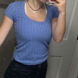fitted blue top